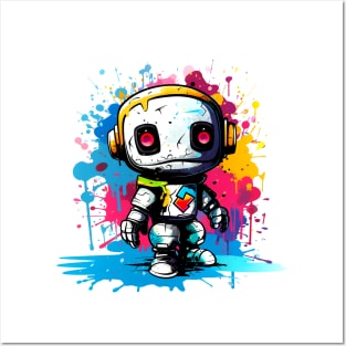 Cute cartoon Robot. Funny cyborg. Posters and Art